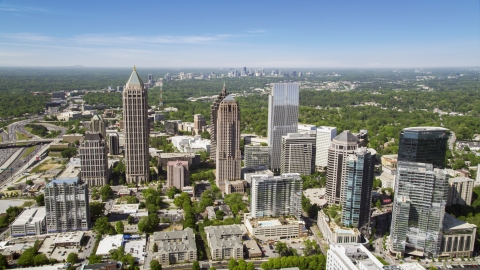 AX37_019.0000258F - Aerial stock photo of Midtown Atlanta skyscrapers and office buildings, Georgia
