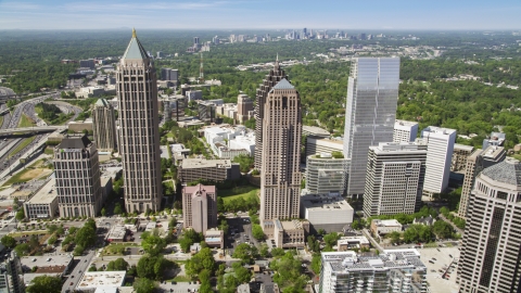 AX37_020.0000168F - Aerial stock photo of Wide shot of Midtown Atlanta skyscrapers; Georgia