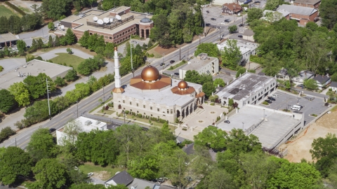 AX37_033.0000081F - Aerial stock photo of Al-Farooq Masjid of Atlanta, Georgia