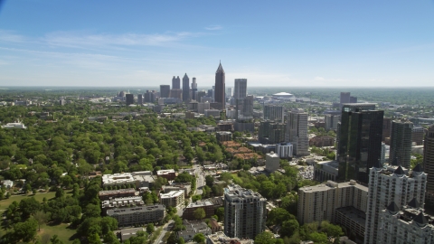 AX37_039.0000004F - Aerial stock photo of Downtown and Midtown Atlanta skyscrapers, Georgia