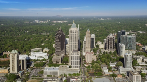 AX38_062.0000018F - Aerial stock photo of Midtown Atlanta skyscrapers and One Atlantic Center, Georgia