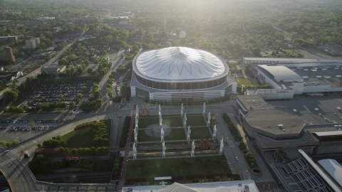 AX39_019.0000049F - Aerial stock photo of Georgia Dome, Atlanta, Georgia