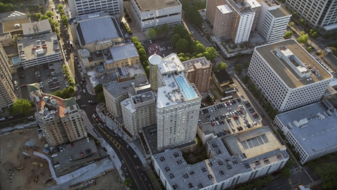 AX39_021.0000048F - Aerial stock photo of Bird's eye view of the Georgian Terrace Hotel, Midtown Atlanta