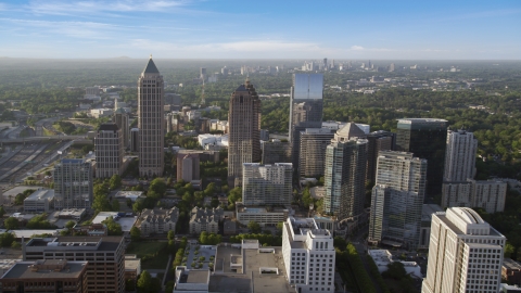 AX39_022.0000037F - Aerial stock photo of One Atlantic Center and surrounding skyscrapers, Midtown Atlanta, Georgia
