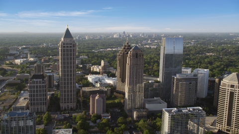 AX39_023.0000008F - Aerial stock photo of Midtown Atlanta skyscrapers near Promenade II, Georgia