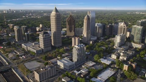 AX39_031.0000054F - Aerial stock photo of Skyscrapers in Midtown Atlanta, Georgia