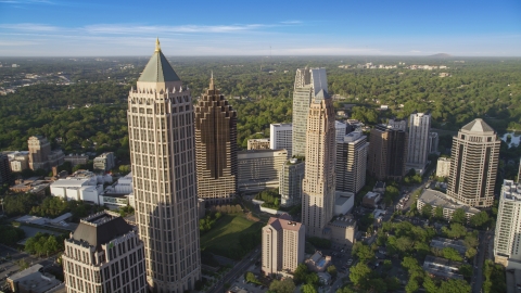 AX39_031.0000277F - Aerial stock photo of One Atlantic Center and Midtown Atlanta skyscrapers, Georgia