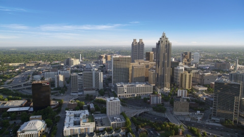 AX39_037.0000096F - Aerial stock photo of SunTrust Plaza and Atlanta Marriott Marquis, Downtown Atlanta
