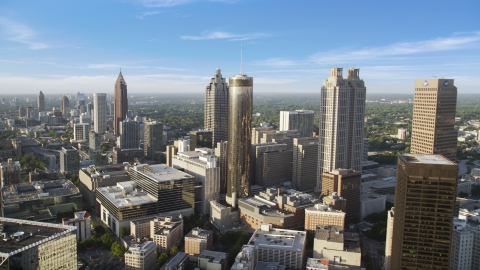 AX39_047.0000006F - Aerial stock photo of Skyscrapers and office buildings, Downtown Atlanta, Georgia