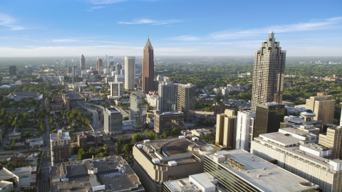 AX39_047.0000233F - Aerial stock photo of Sun Trust Plaza, Bank of America Plaza, Downtown Atlanta