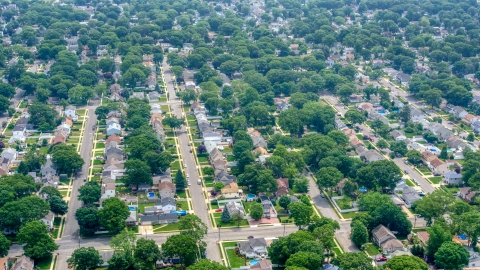 AXP071_000_0009F - Aerial stock photo of A Massapequa Park suburban neighborhood, Long Island, New York