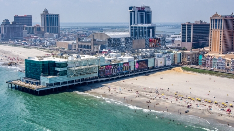 AXP071_000_0015F - Aerial stock photo of Playground Pier in Atlantic City, New Jersey