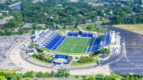 AXP073_000_0002F - Aerial stock photo of The Navy-Marine Corps Memorial Stadium in Annapolis, Maryland