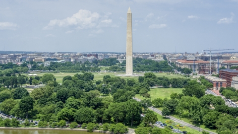 AXP074_000_0006F - Aerial stock photo of The Washington Monument in Washington DC