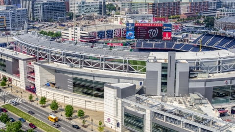 AXP075_000_0005F - Aerial stock photo of Nationals Park baseball stadium in Washington DC