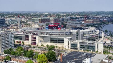 AXP075_000_0006F - Aerial stock photo of The baseball stadium, Nationals Park, in Washington DC