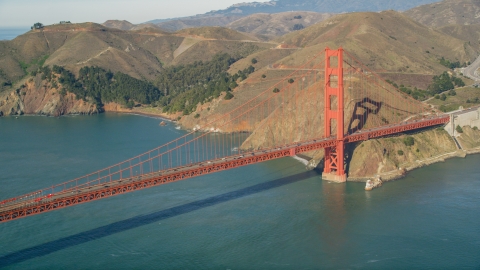 DCSF05_039.0000031 - Aerial stock photo of The Marin side of the Golden Gate Bridge, San Francisco, California