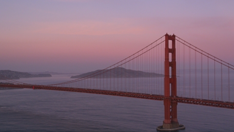 DCSF10_029.0000561 - Aerial stock photo of Golden Gate Bridge at twilight in San Francisco, California