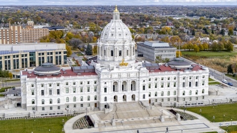 DXP001_000376 - Aerial stock photo of The a view of the front of the Minnesota State Capitol in Saint Paul, Minnesota