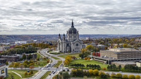 DXP001_000379 - Aerial stock photo of The Cathedral of Saint Paul in Saint Paul, Minnesota