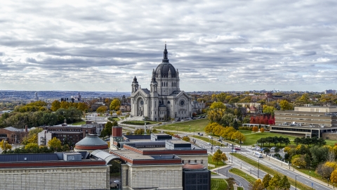 DXP001_000380 - Aerial stock photo of A view of the Cathedral of Saint Paul in Saint Paul, Minnesota
