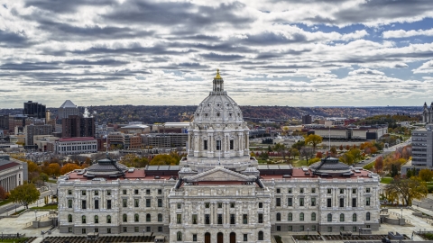 DXP001_000393 - Aerial stock photo of The back of the Minnesota State Capitol building in Saint Paul, Minnesota