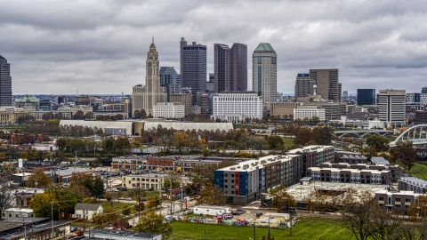 DXP001_000484 - Aerial stock photo of The city's towering skyline in Downtown Columbus, Ohio