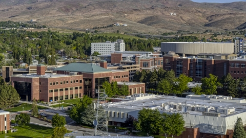 DXP001_006_0006 - Aerial stock photo of The campus of the University of Nevada in Reno, Nevada
