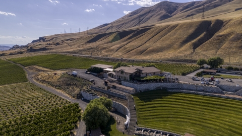 DXP001_018_0013 - Aerial stock photo of The Maryhill Winery and amphitheater in Goldendale, Washington