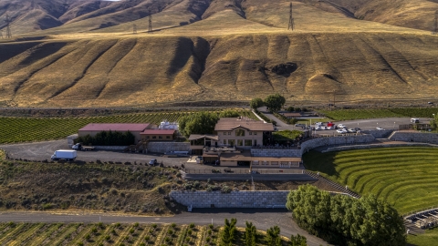 DXP001_018_0014 - Aerial stock photo of Maryhill Winery in Goldendale, Washington
