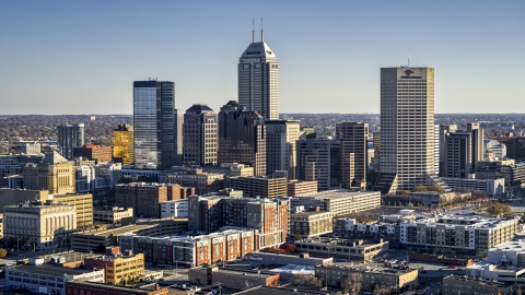 DXP001_091_0002 - Aerial stock photo of Salesforce Tower skyscraper and skyline of Downtown Indianapolis, Indiana