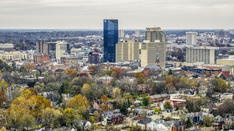 DXP001_100_0003 - Aerial stock photo of A view of the skyline in Downtown Lexington, Kentucky