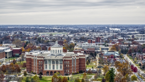DXP001_100_0005 - Aerial stock photo of A library at the University of Kentucky, Lexington, Kentucky