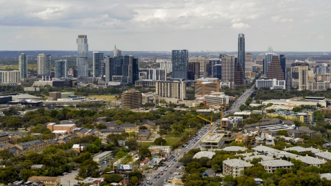 DXP002_103_0010 - Aerial stock photo of A view of the Downtown Austin, Texas skyline