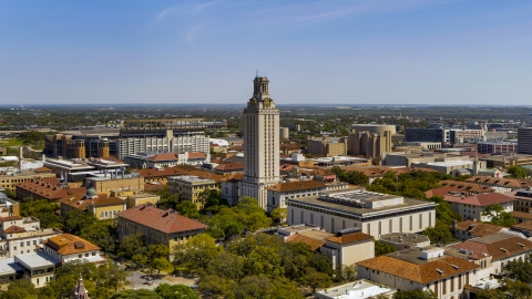 DXP002_107_0006 - Aerial stock photo of The UT Tower at the University of Texas, Austin, Texas