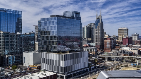 DXP002_116_0001 - Aerial stock photo of 222 2nd Avenue office high-rise in Downtown Nashville, Tennessee