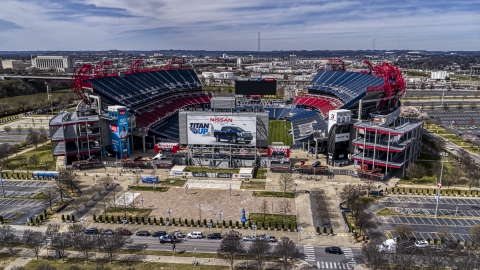 DXP002_117_0001 - Aerial stock photo of Nissan Stadium in Nashville, Tennessee