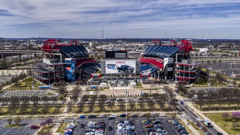 DXP002_117_0002 - Aerial stock photo of A view of Nissan Stadium in Nashville, Tennessee
