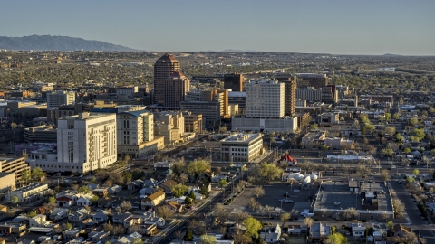 DXP002_122_0005 - Aerial stock photo of High-rise office buildings seen from courthouse in Downtown Albuquerque, New Mexico