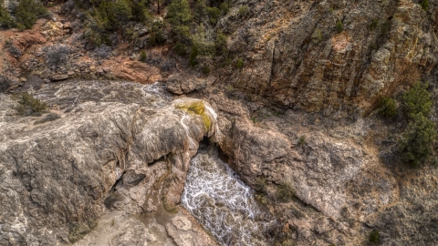 DXP002_129_0005 - Aerial stock photo of River rapids flowing through a rock formation in New Mexico