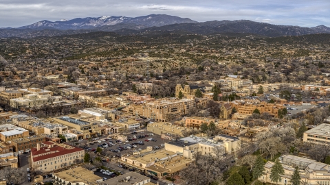 DXP002_131_0006 - Aerial stock photo of The downtown area of Santa Fe, New Mexico