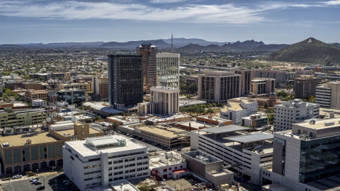 DXP002_144_0001 - Aerial stock photo of Office high-rises and Sentinel Peak, Downtown Tucson, Arizona