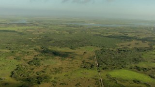 AF0001_000179 - HD aerial stock footage fly over marshland in Matagorda County, Texas