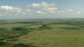 AF0001_000222 - HD aerial stock footage of Wharton County farm fields in Texas