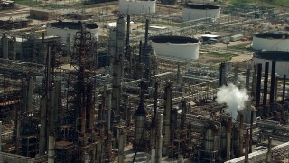 AF0001_000281 - HD stock footage aerial video of flyby an oil refinery in Harrisburg, Manchester, Texas