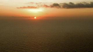 AF0001_000340 - HD stock footage aerial video of a view of the sunrise across the Gulf of Mexico