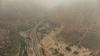 AF0001_000370 - HD aerial stock footage of a bird's eye view of Big Tujunga Canyon Road and Camp Luis Roth, Tujunga, California