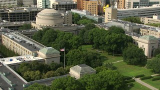 AF0001_000769 - HD stock footage aerial video orbit Maclaurin Building at Massachusetts Institute of Technology, Cambridge, Massachusetts