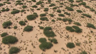 AF0001_000915 - HD stock footage aerial video of a reverse view of desert vegetation, New Mexico
