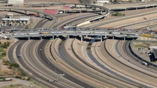 AF0001_000934 - HD stock footage aerial video of heavy traffic on the Bridge of the Americas on the border between El Paso, Texas, and Juarez, Mexico